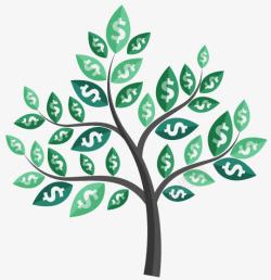商务摇钱树创意美元符号叶子树矢量图高清图片