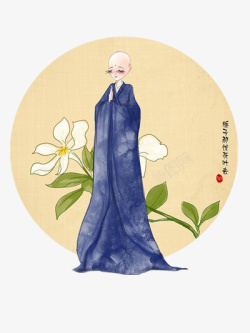 美女尼姑古风插画高清图片