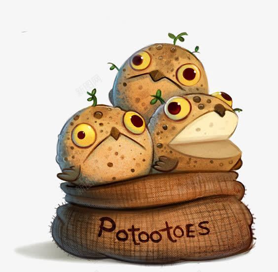 卡通土豆png免抠素材_88icon https://88icon.com POTOOTOES 创意土豆 土豆袋子 手绘土豆