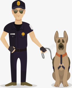 警察和警犬矢量图素材