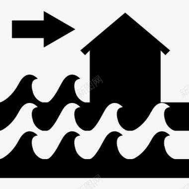 海边洪水危险的房子在海边图标图标
