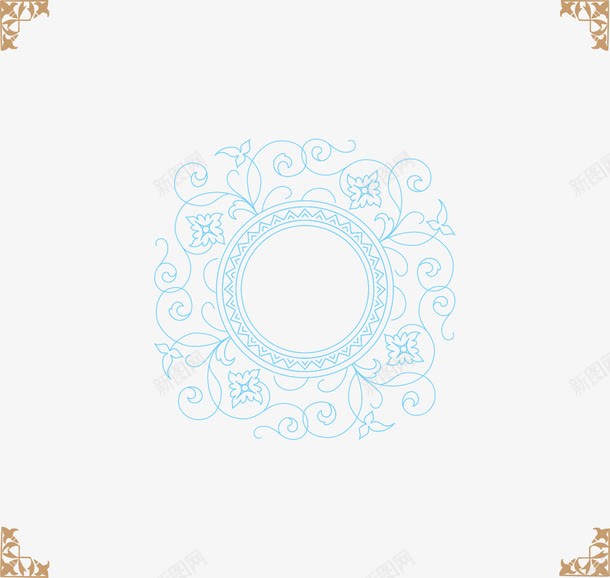 蓝色圆形古典花纹中秋png免抠素材_88icon https://88icon.com 中秋 古典 圆形 花纹 蓝色