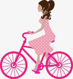 骑自行车的卡通女孩素材