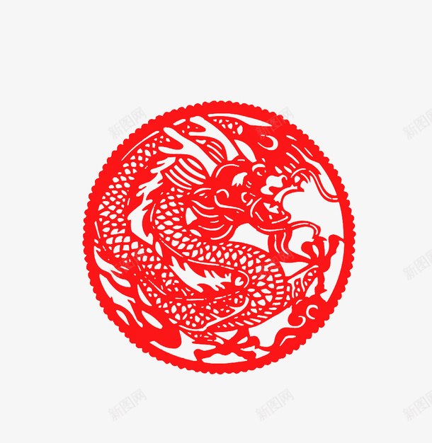 红色剪纸龙png免抠素材_88icon https://88icon.com PNG素材 剪纸 红色 红色神龙 龙 龙腾图