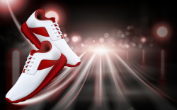 动感运动鞋红色运动鞋道路灯光海报背景矢量图高清图片