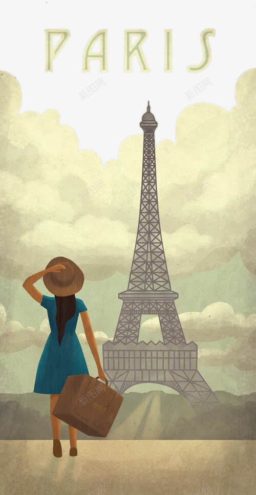 女子巴黎与埃菲尔铁塔png免抠素材_88icon https://88icon.com 埃菲尔铁塔 女子 巴黎 装饰图案