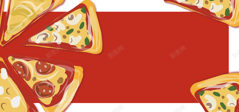 披萨红色卡通banner背景