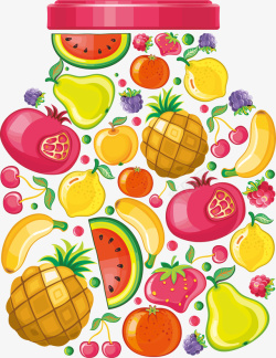 装饰图案水果瓶子矢量图素材