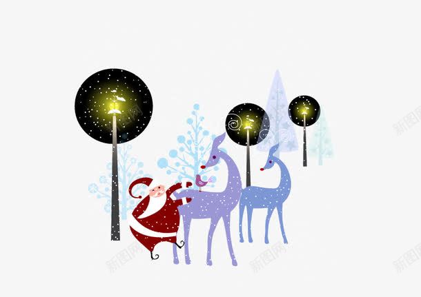 圣诞老人和驯鹿png免抠素材_88icon https://88icon.com 圣诞节 红色 雪 驯鹿