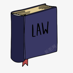 一本手绘的蓝色法律书矢量图素材