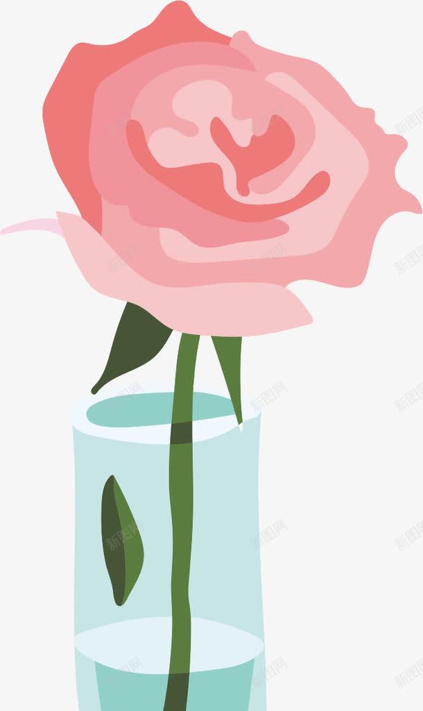 粉色玫瑰花png免抠素材_88icon https://88icon.com AI 卡通 手绘 浪漫 玫瑰花 瓶子 粉色 花朵 鲜花