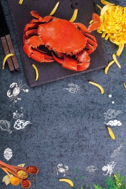 高端菜品海鲜大闸蟹促销宣传高清图片