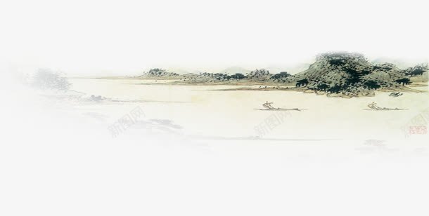水墨山画png免抠素材_88icon https://88icon.com 山画 底纹 树林 水墨