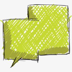 卡通绿色矩形聊天框素材