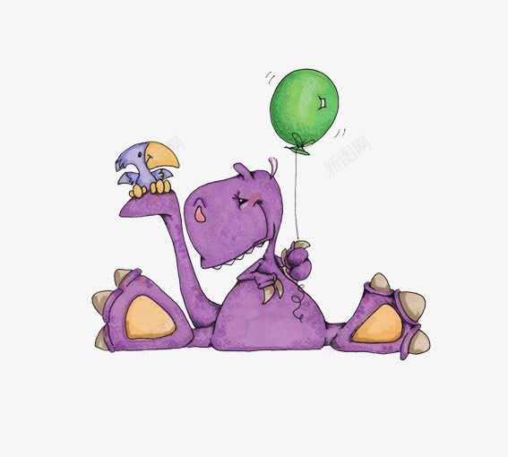 拿着气球的恐龙png免抠素材_88icon https://88icon.com 侏罗纪公园 动物 卡通动物 卡通恐龙 卡通气球 紫色 绿色 黄色