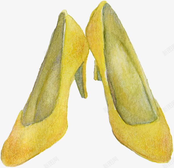 鞋子png免抠素材_88icon https://88icon.com 卡通 可爱 女性 手绘 鞋子 高跟鞋 黄色