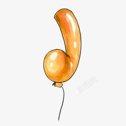 手绘橙色乐符气球矢量图素材