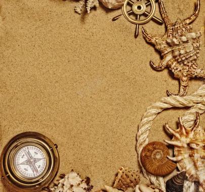 沙滩背景与指南针背景