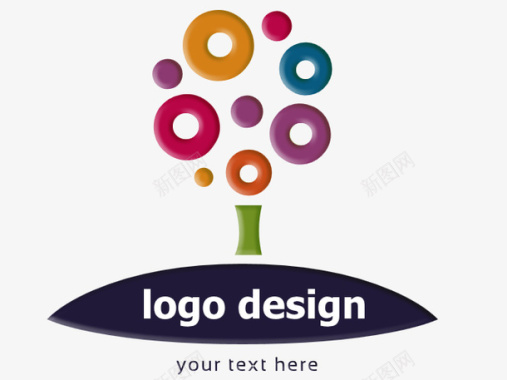 时尚简约圆圈树logo图标图标