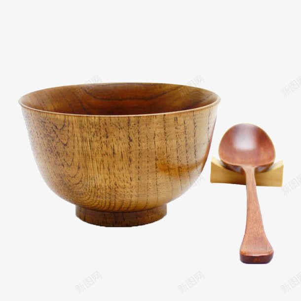 木碗与木勺png免抠素材_88icon https://88icon.com 产品实物 实木 实木碗 碗 饭碗