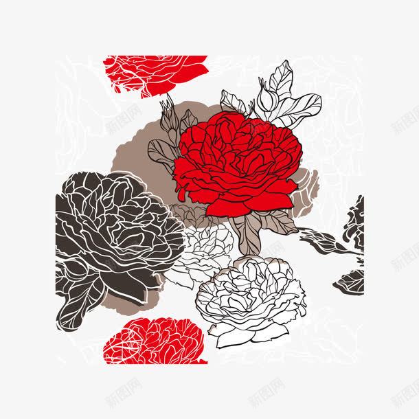 卡通手绘玫瑰花底纹png免抠素材_88icon https://88icon.com 卡通 底纹 手绘 玫瑰花