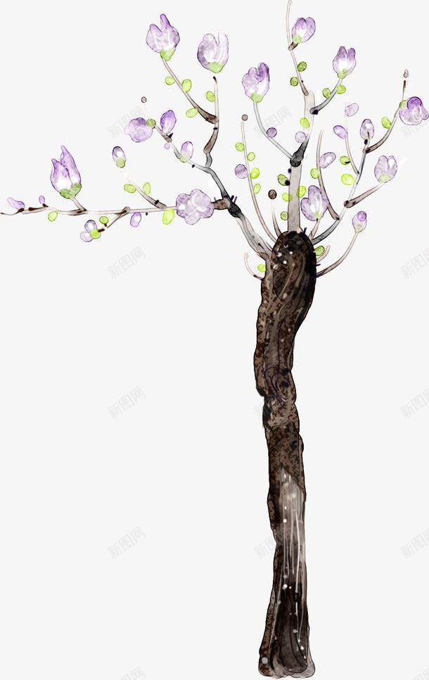 紫色清新叶子树png免抠素材_88icon https://88icon.com 卡通手绘树 卡通树 绿色树林 绿色清新叶子树