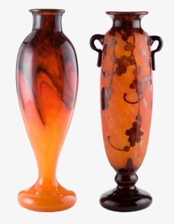 琥珀色陶瓷花瓶抠图素材