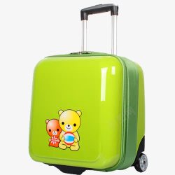 绿色卡通儿童行李箱素材