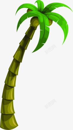 绿色椰子树卡通画素材