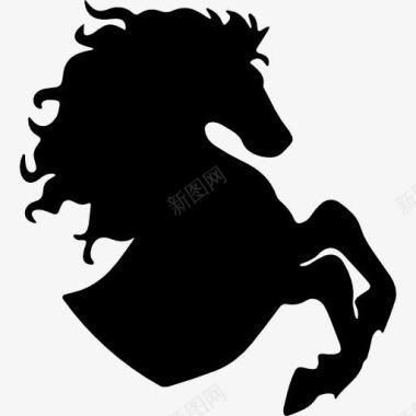 马与创意发型抬脚右侧视图图标图标