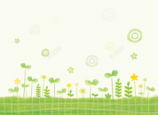 绿色手绘幼苗背景背景