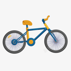 蓝色质感卡通自行车矢量图素材