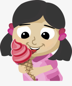 吃冰淇淋的女孩矢量图素材