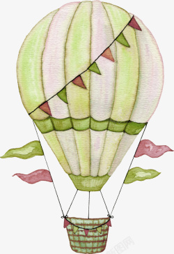 卡通手绘绿色的降落伞素材