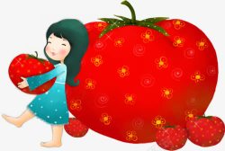 童年趣事童年趣事女孩西红柿六一儿童节高清图片