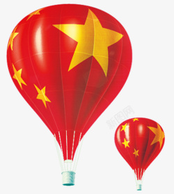 红黄色漂浮的五星气球素材