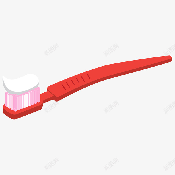 红色的牙刷和白色牙膏矢量图ai免抠素材_88icon https://88icon.com 日常 洗漱 牙刷 牙膏 白色 红色 红色牙刷 矢量图