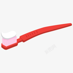 红色的牙刷和白色牙膏矢量图素材