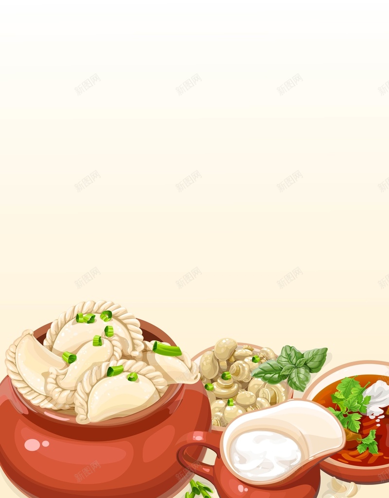 矢量美食饺子手绘背景ai设计背景_88icon https://88icon.com 年夜饭 手绘 海报 矢量 美食 背景 餐饮 饺子 矢量图