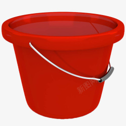 手绘红色塑料水桶素材