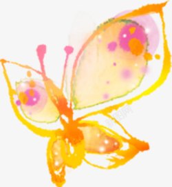 水墨手绘合成飞舞的黄蝴蝶素材