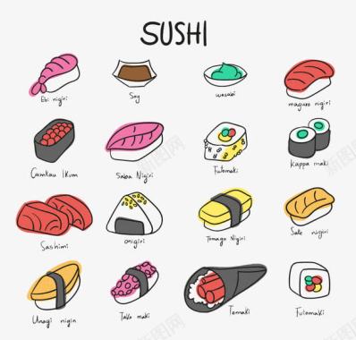 16款彩绘寿司图标图标