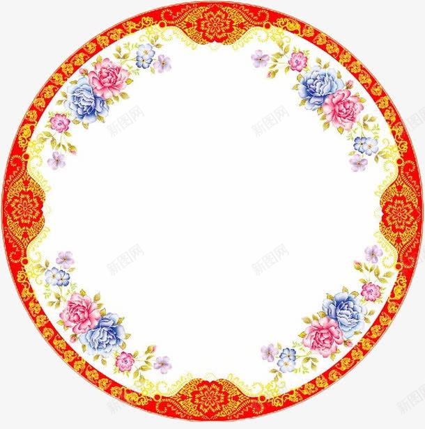 瓷盘png免抠素材_88icon https://88icon.com 喜庆 盘子 花纹边框