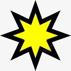 黑色边黄色八角星素材