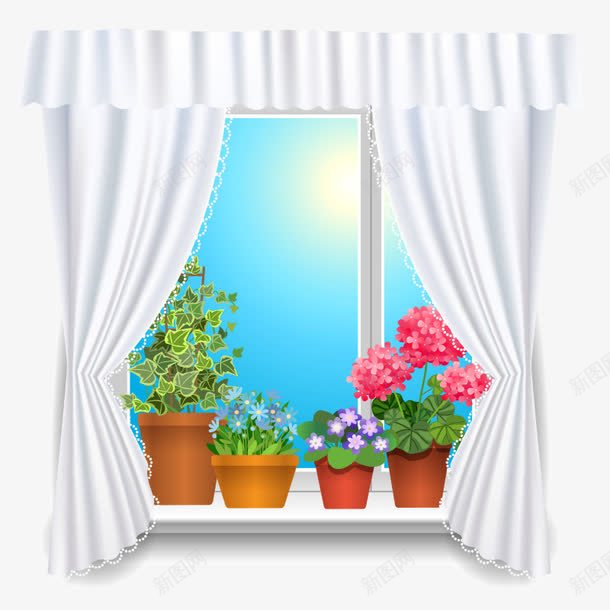 窗户窗台png免抠素材_88icon https://88icon.com 窗台 窗户 花 花卉 花朵 花盘 门窗