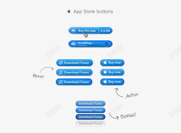 苹果商店按钮PSDpng免抠素材_88icon https://88icon.com PSD素材 下载 关闭 按钮 苹果商店 进度条 音乐