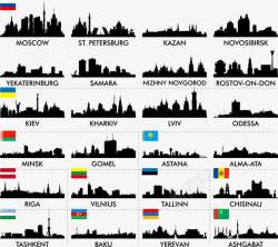 各国城市黑白剪影1素材