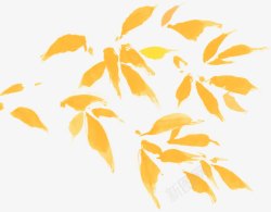 手绘黄色创意秋日树叶素材