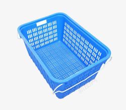 蓝色塑料洗衣篮蓝色塑料菜篮儿高清图片
