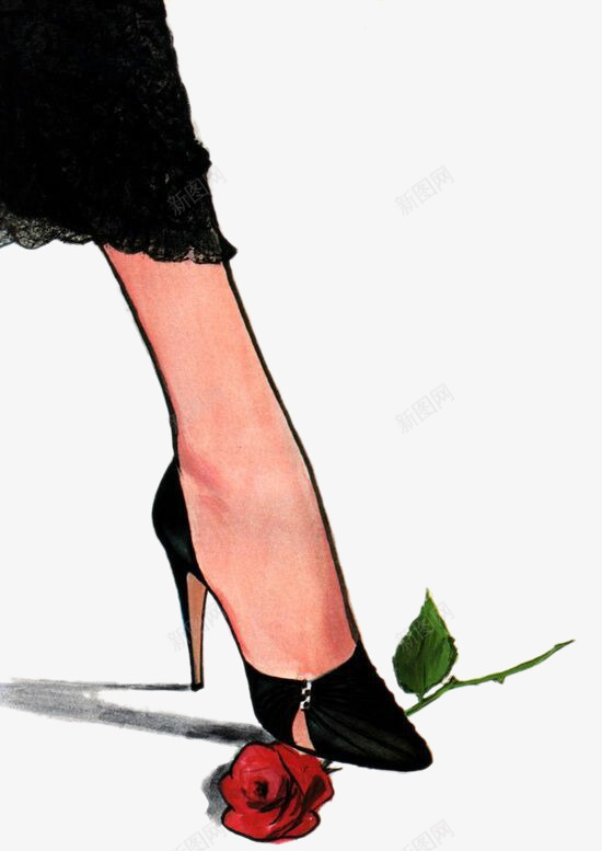 高跟鞋踩着玫瑰花的女腿psd免抠素材_88icon https://88icon.com 女腿 插画 玫瑰花 装饰图案 高跟鞋